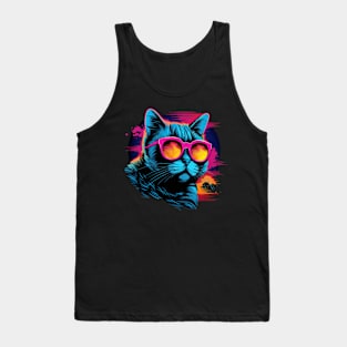 Retro Wave British Shorthair Cat Shirt Tank Top